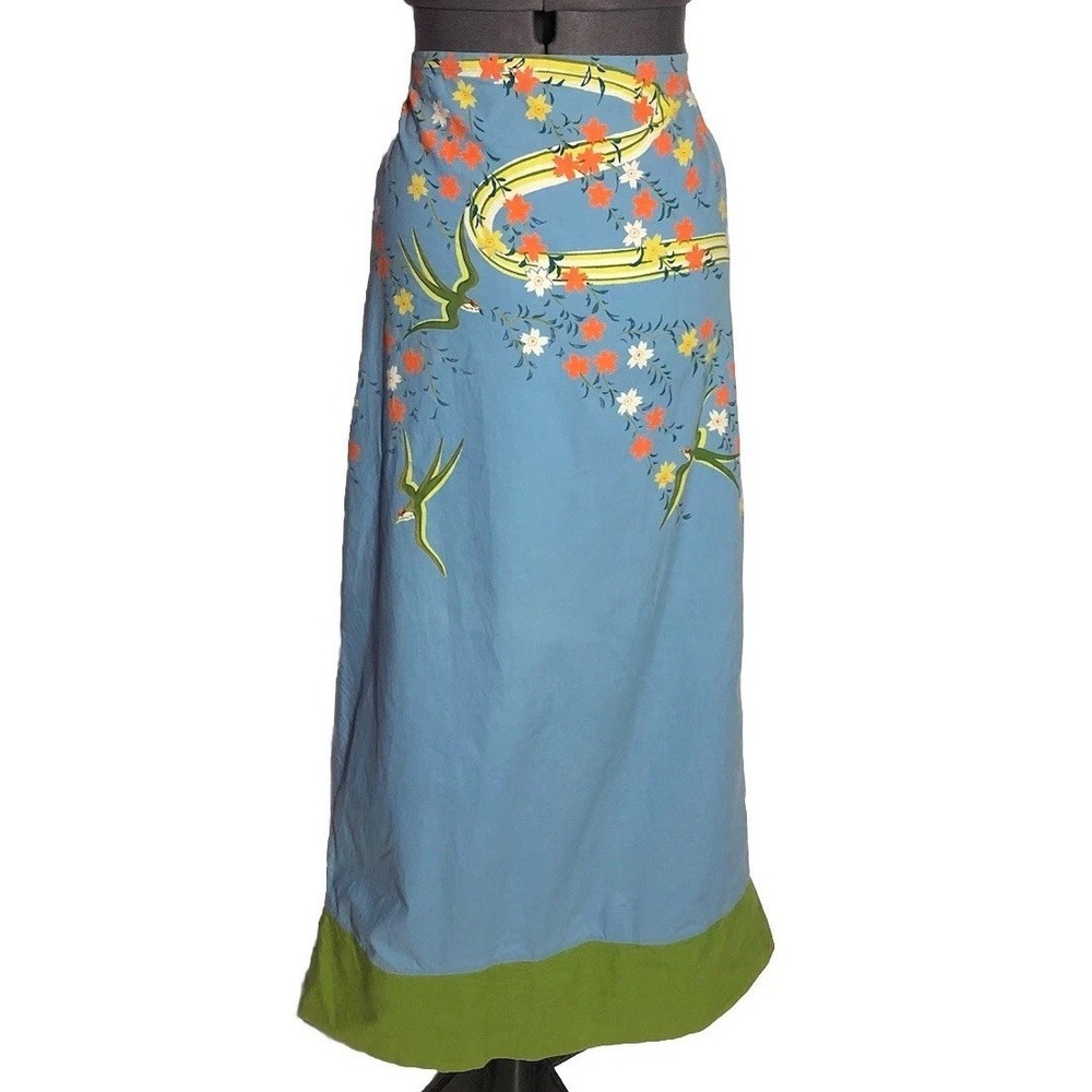 Vtg Y2K Free People Japanese Garden Skirt Cotton Skirt Size M India Boho Rare